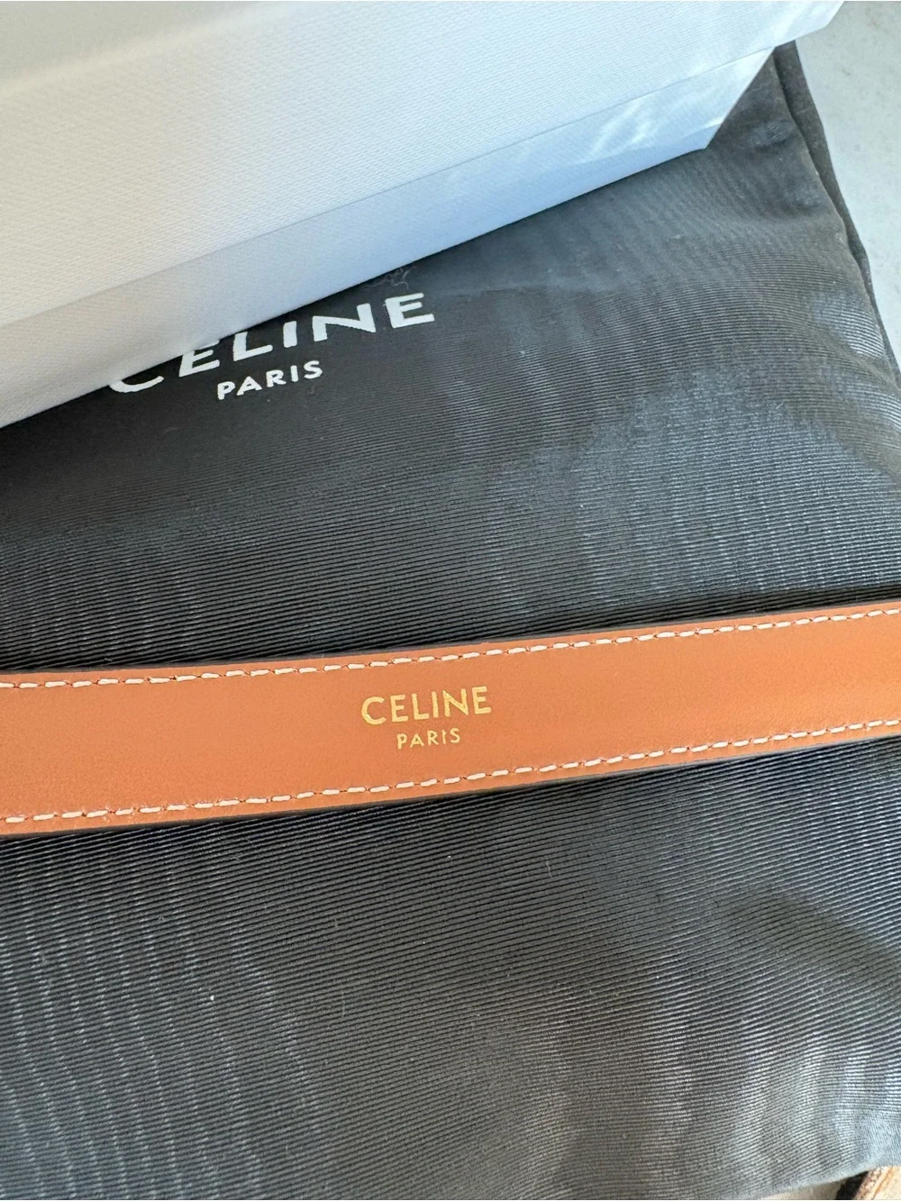Celine Triomphe Belt 18mm in Natural Calfskin